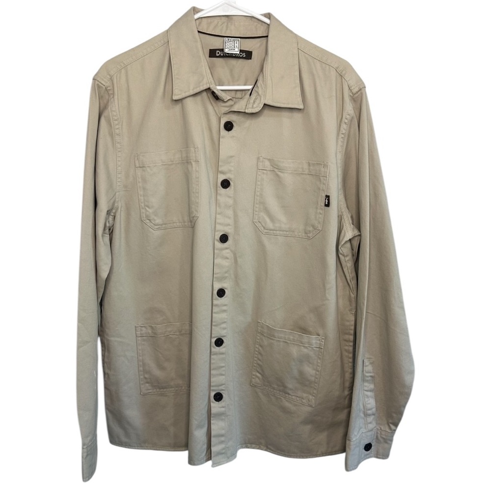 Dutch Bros Men’s LARGE Tan/Khaki Button Down DB 1992